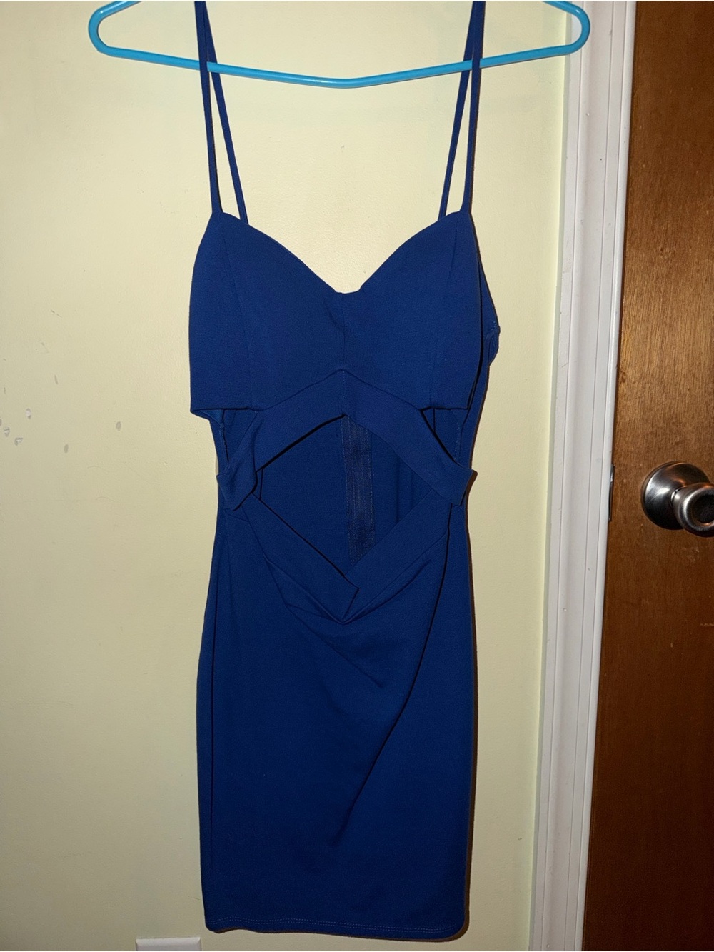 Windsor Royal Blue Cutout Mini Dress with Spaghetti Straps